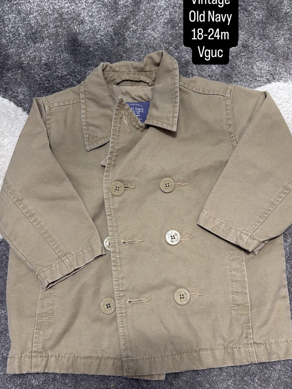 Vintage Old Navy Toddler Double-Breasted Khaki Jacket - 18-24M